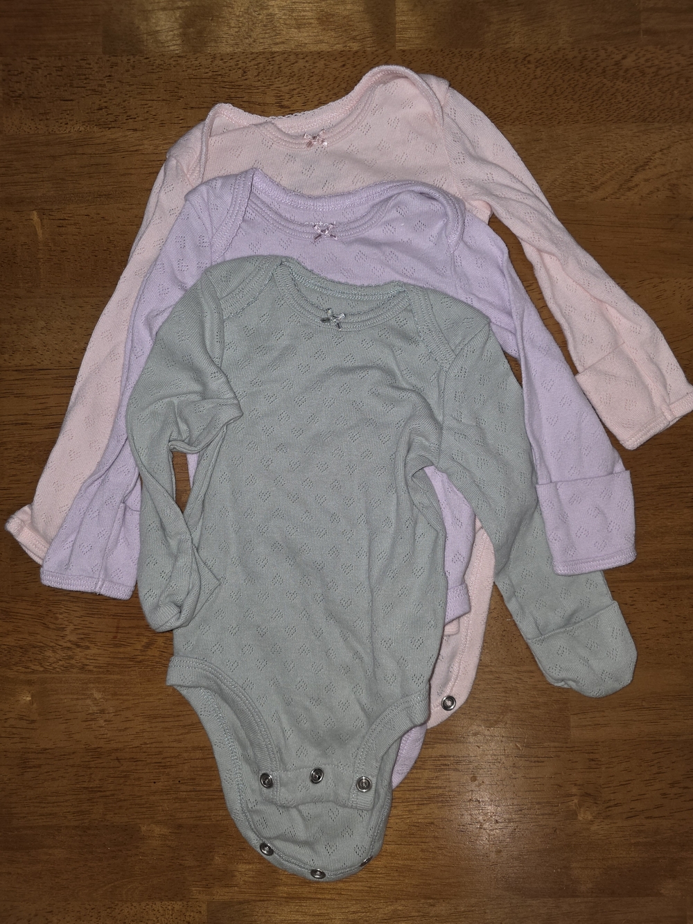 Carter's Pointelle Knit Crew Sweaters in Sage, Lavender & Blush